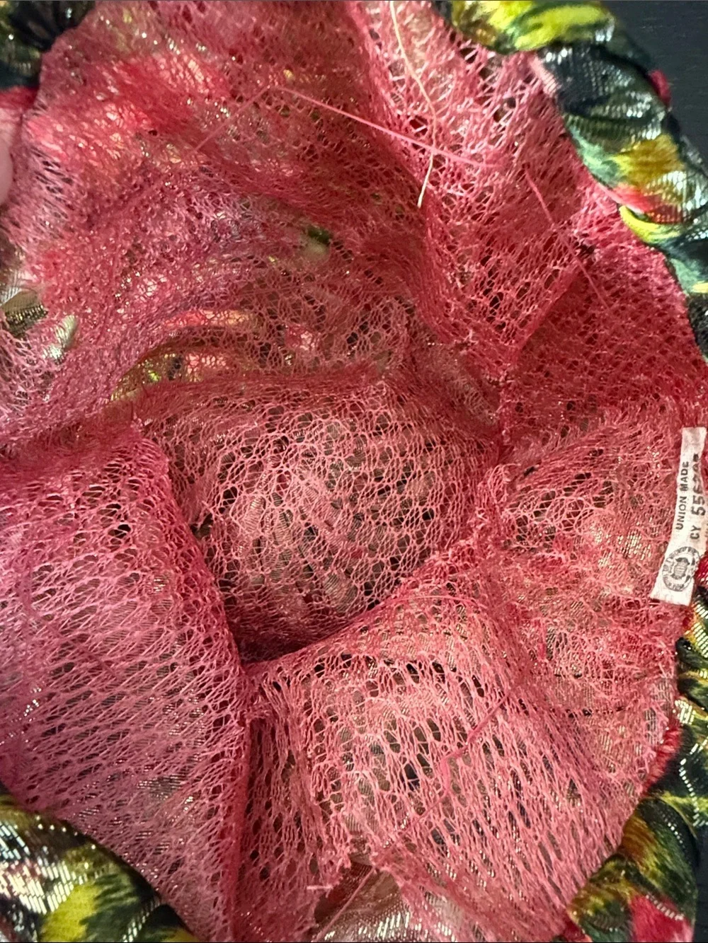 Women’s Vintage Floral Velvet Turban Headband in Pink and Green